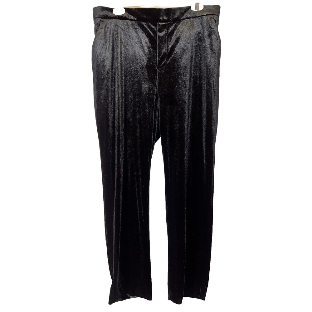 Banana‎ Republic Hayden Black Velvet Pants Womens 14 Elastic Back Holiday Luxe